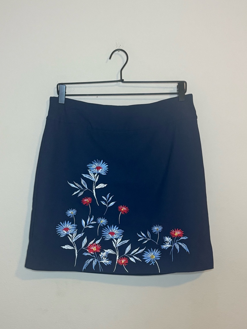 Women’s Navy Floral Embroidered Skirt